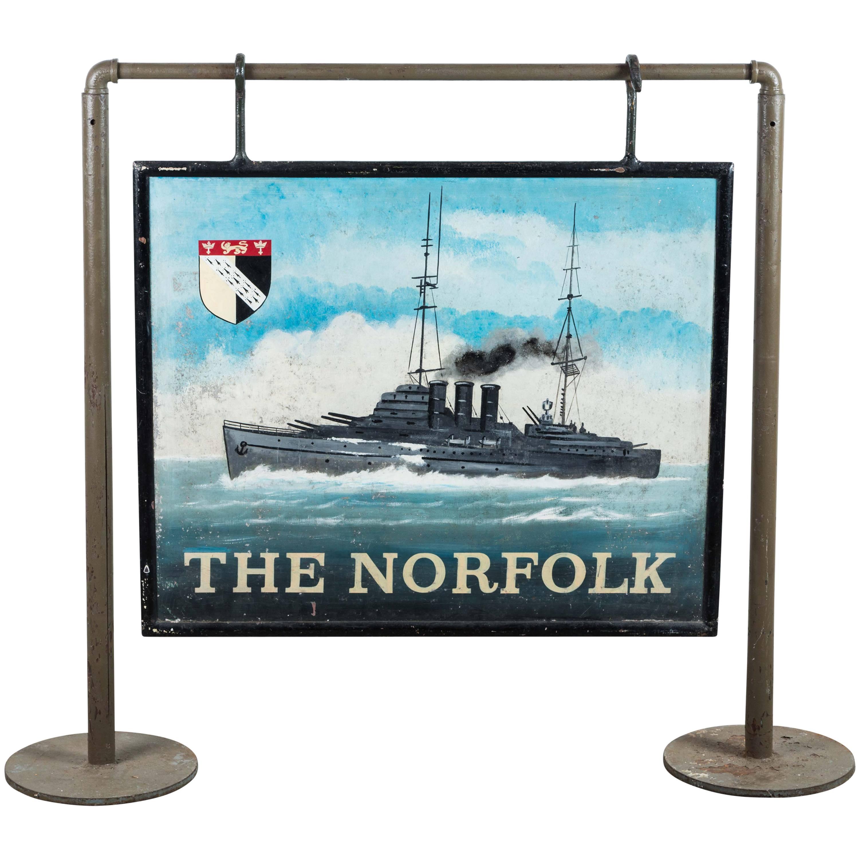 Early 20th Century Double-Sided Iron Nautical Trade Sign "The Norfolk"