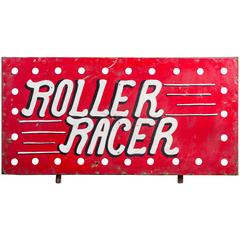 1940s American Carnival Midway "Roller Racer" Sign