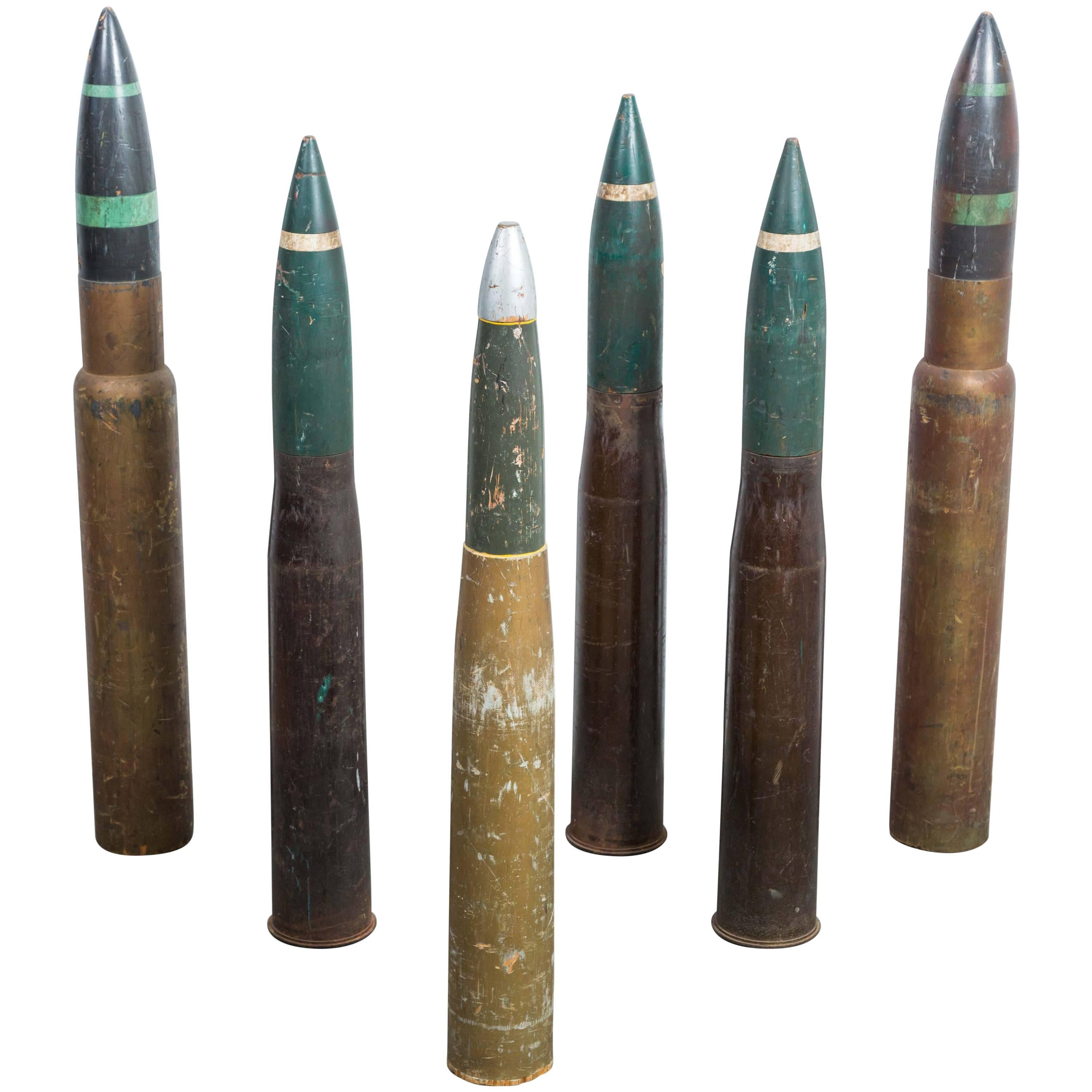 Collection of Vintage Hand-Painted Artillery Practice Shells