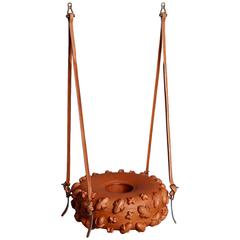 Rubicon Handmade Hanging Western Saddle Swing in Leather & Bronze by Eddy Sykes