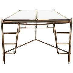 Scaffold Conference Table in Marble and Bronze with Seating for Eight