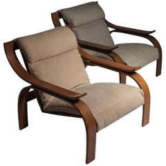 Pair of "Woodline" Lounge Chairs by Marco Zanuso for Arflex