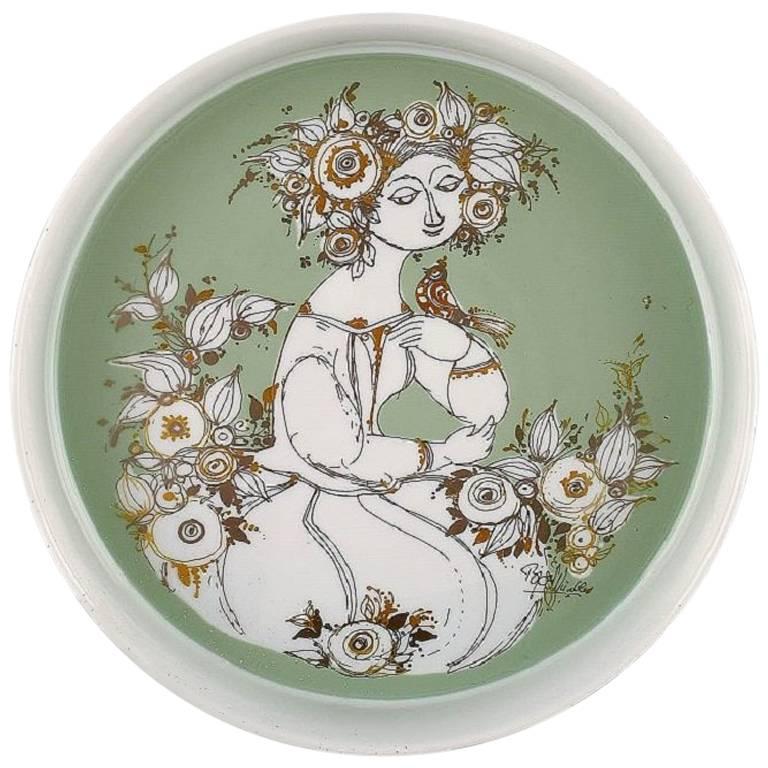 Rosenthal Studio Line, Bjorn Wiinblad Porcelain Bowl, Motif of Woman and Bird
