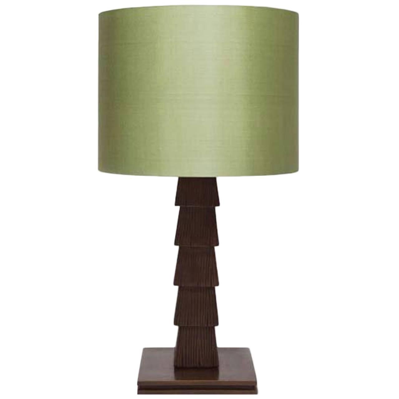 Gigi Table Lamp by Francis Sultana, Bronze and Silk Shade