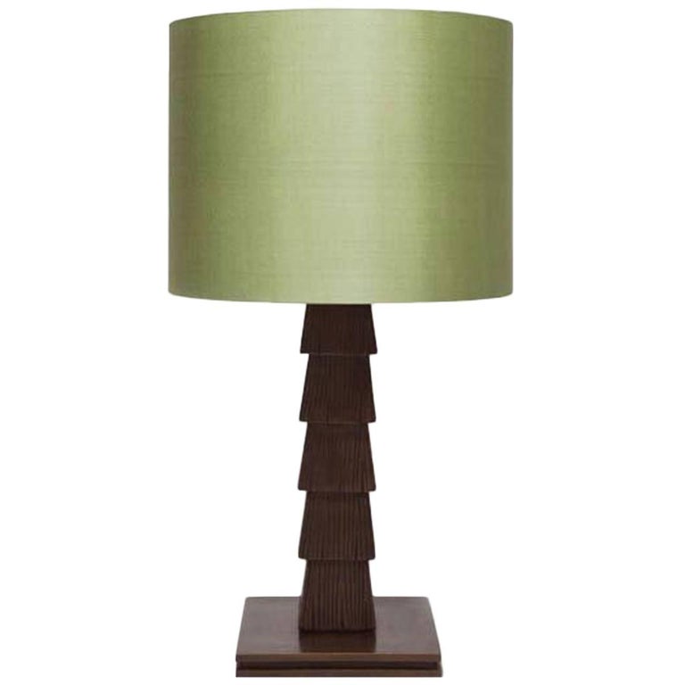 Gigi Table Lamp by Francis Sultana, Bronze and Silk Shade For Sale at