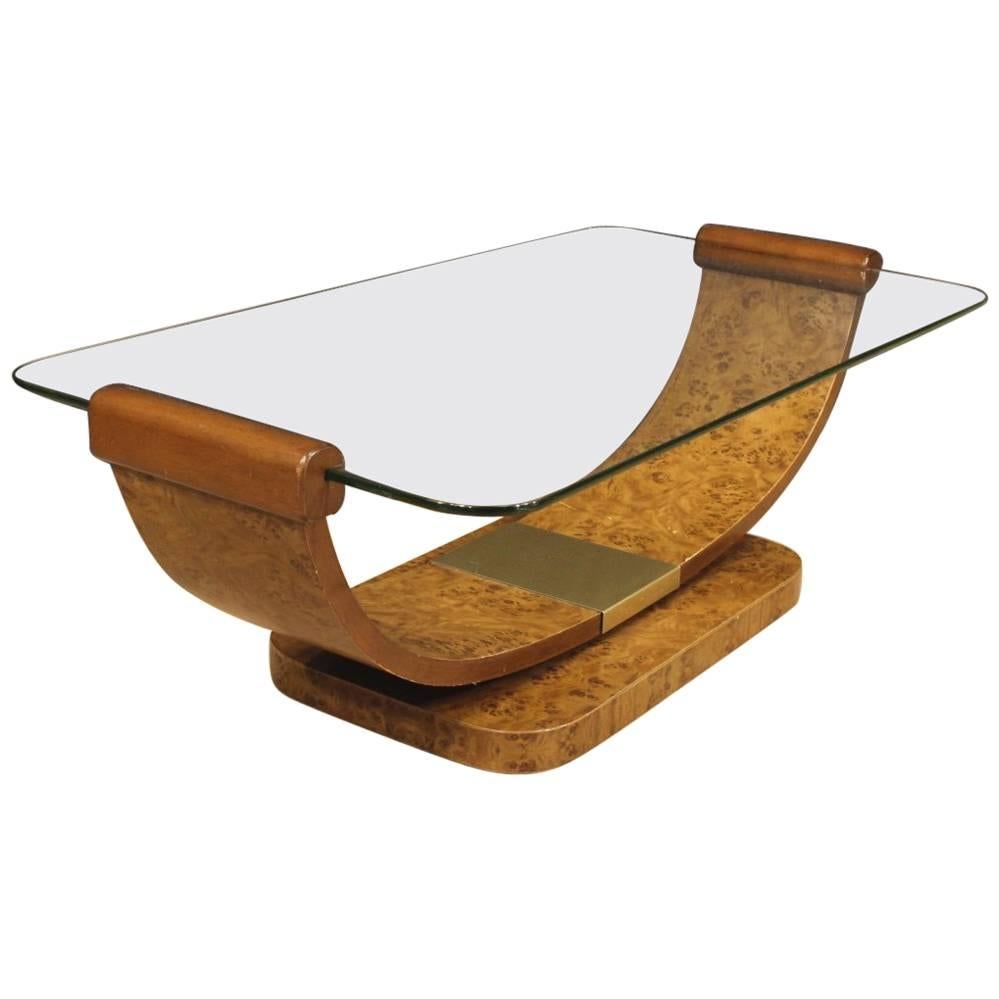 20th Century Italian Coffee Table in Art Deco Style with Glass Top