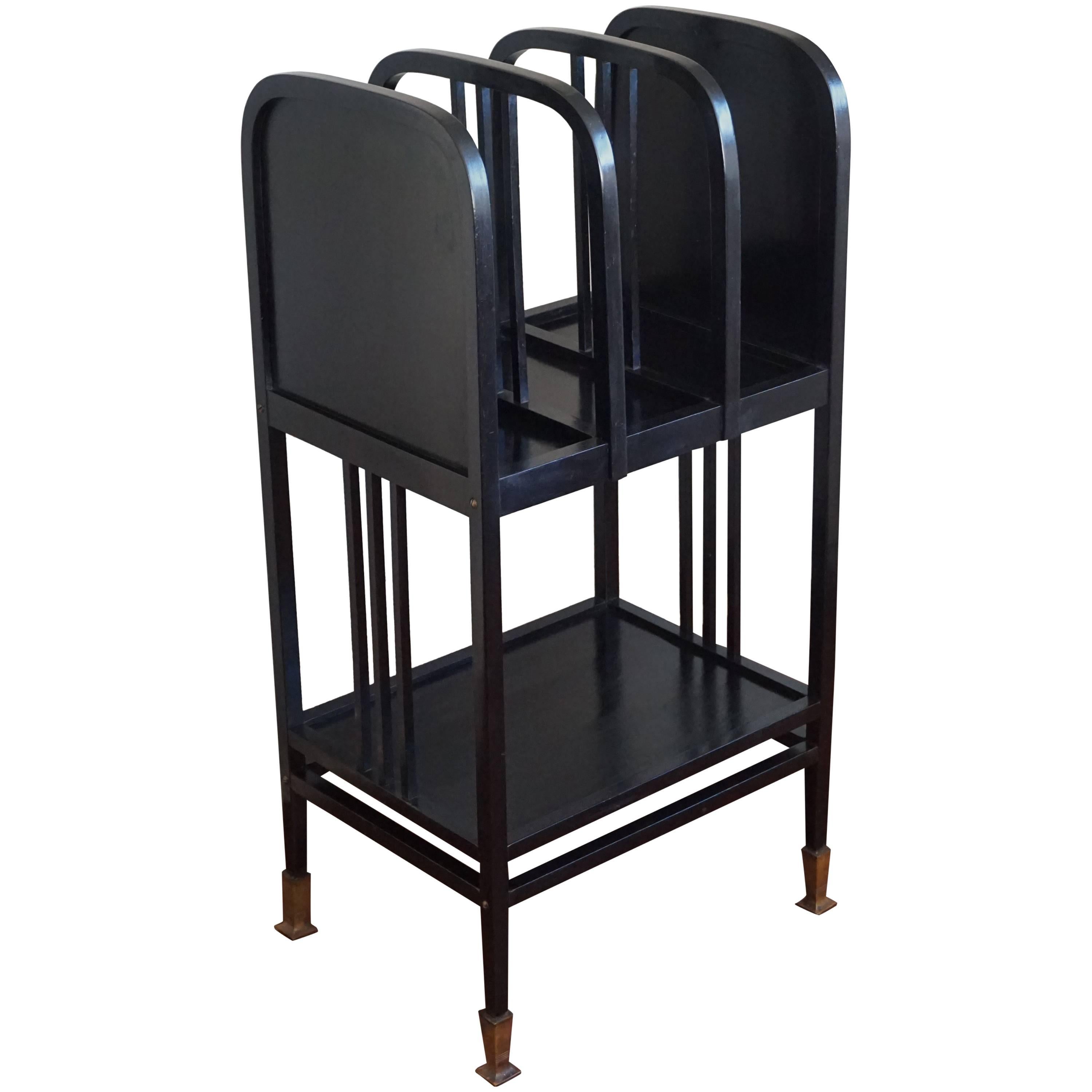 Ebonized Viennese Bentwood Magazine Stand Gustav Siegel and Otto Wagner Style For Sale
