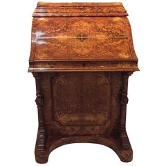 Stunning Quality Burr Walnut and Marquetry Victorian Period Antique "Pop Up" Dav