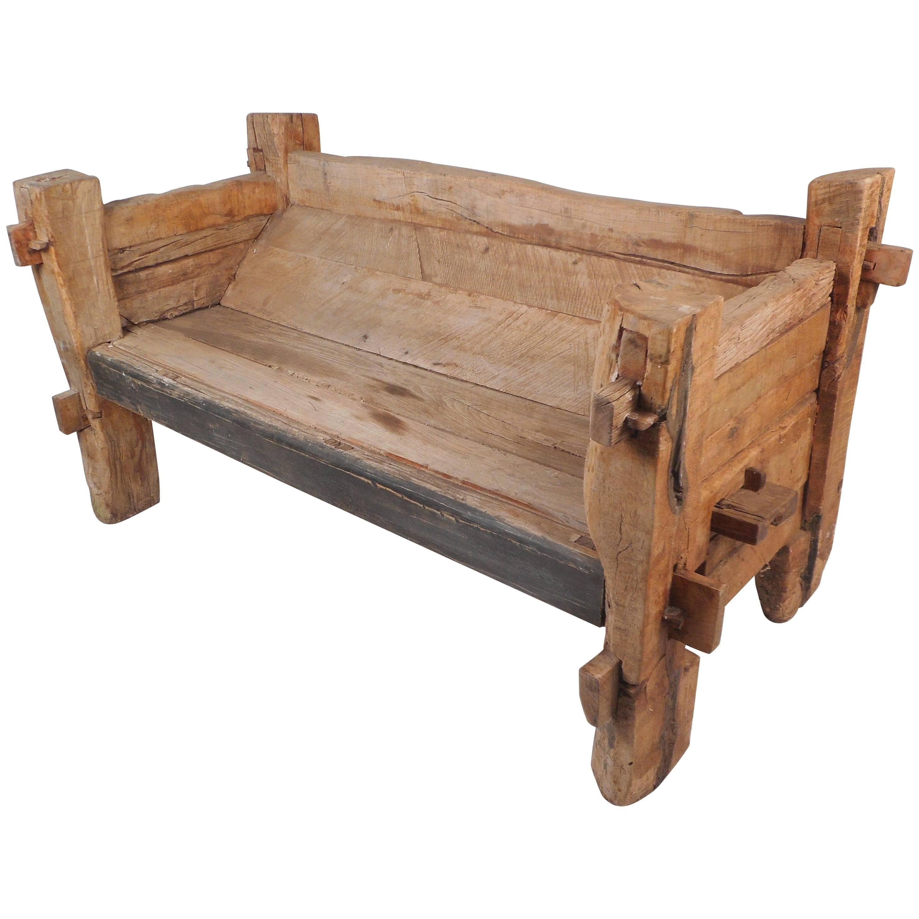 Impressive Rustic Wood Bench