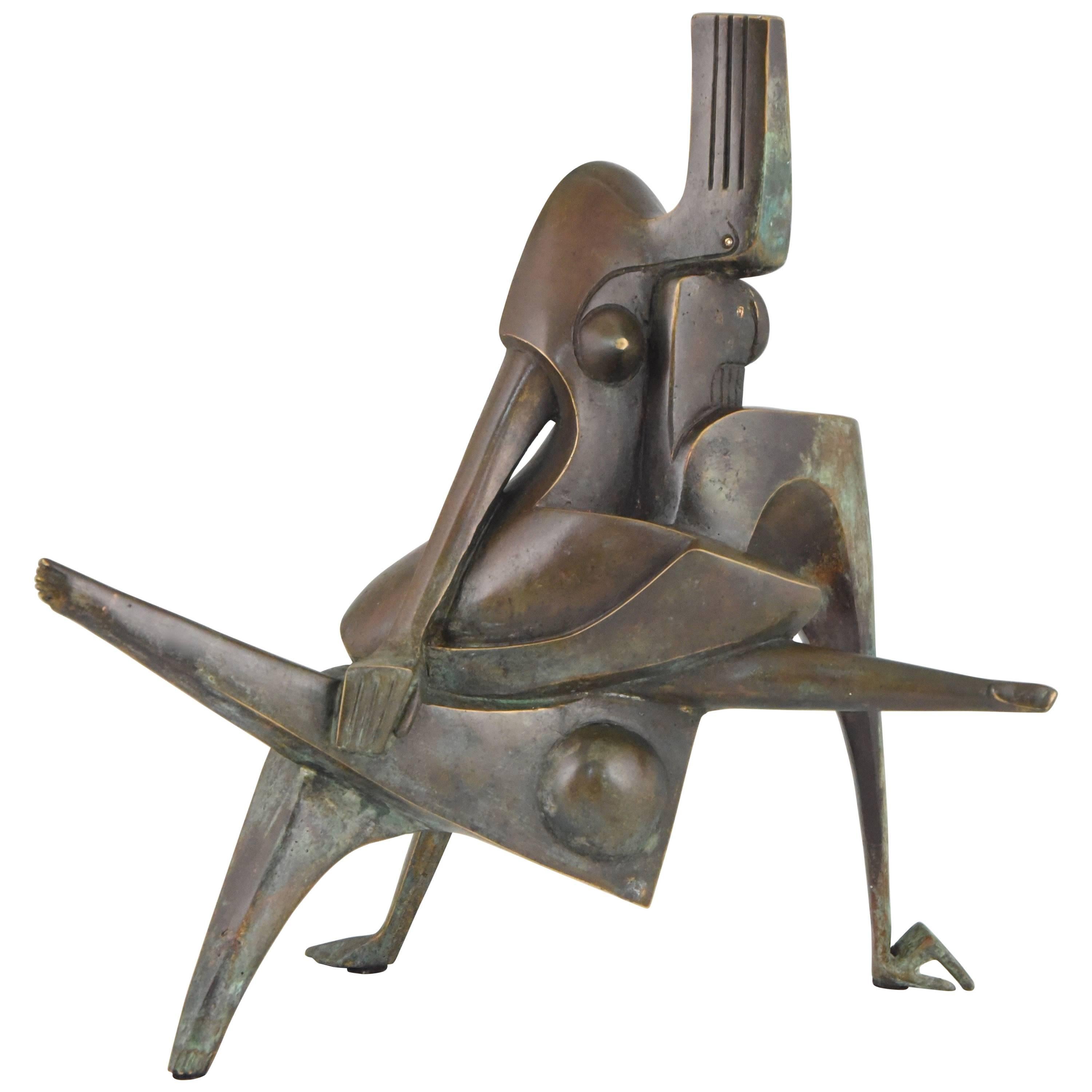 Kiss, Modern Bronze Sculpture Embracing Couple Stefan Vladov