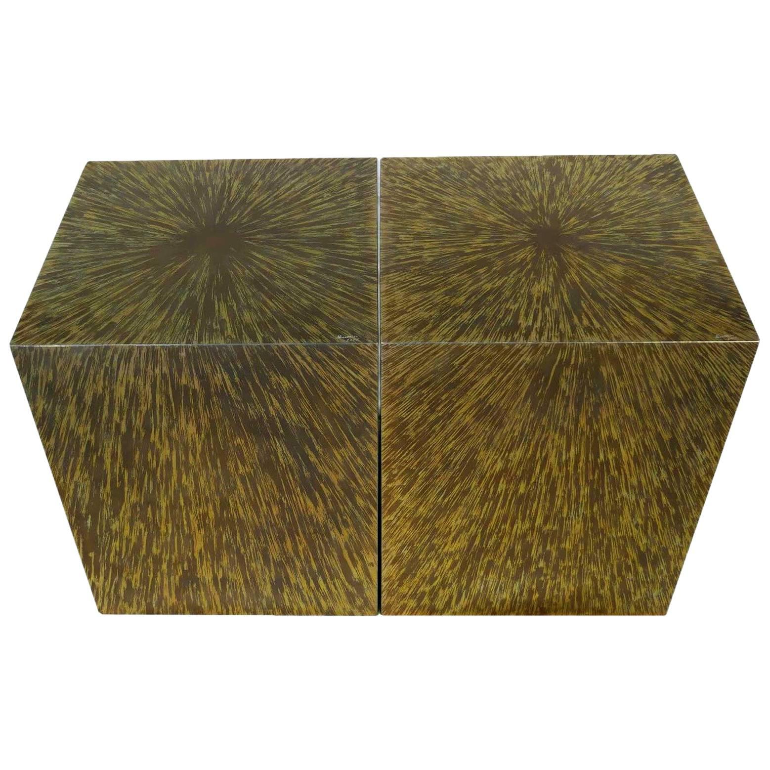 CUBE side table in titanium by Xavier Mennessier For Sale