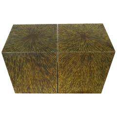 CUBE side table in titanium by Xavier Mennessier