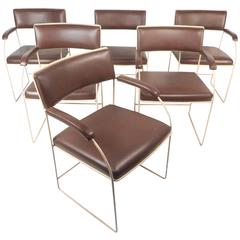 Set of Six Mid-Century Modern Vinyl Chairs