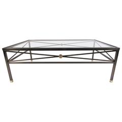 Hollywood Regency Style Brass Finish Coffee Table