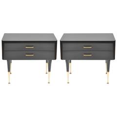 Italian 1950s Black Lacquered Bedsides