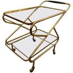 Mid-20th Century French Brass Drinks Trolley