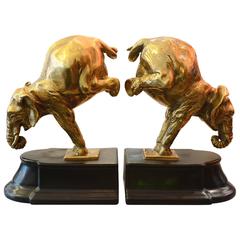 Bookends Acrobat Elephants Set of Two in Bronze 12