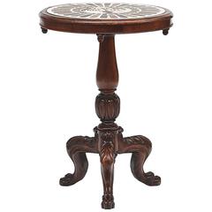 Antique Early 19th Century George III Marble-Top Inlaid Mahogany Table