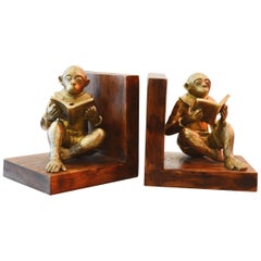 Monkeys Readers Bookends Set of Two in Bronze
