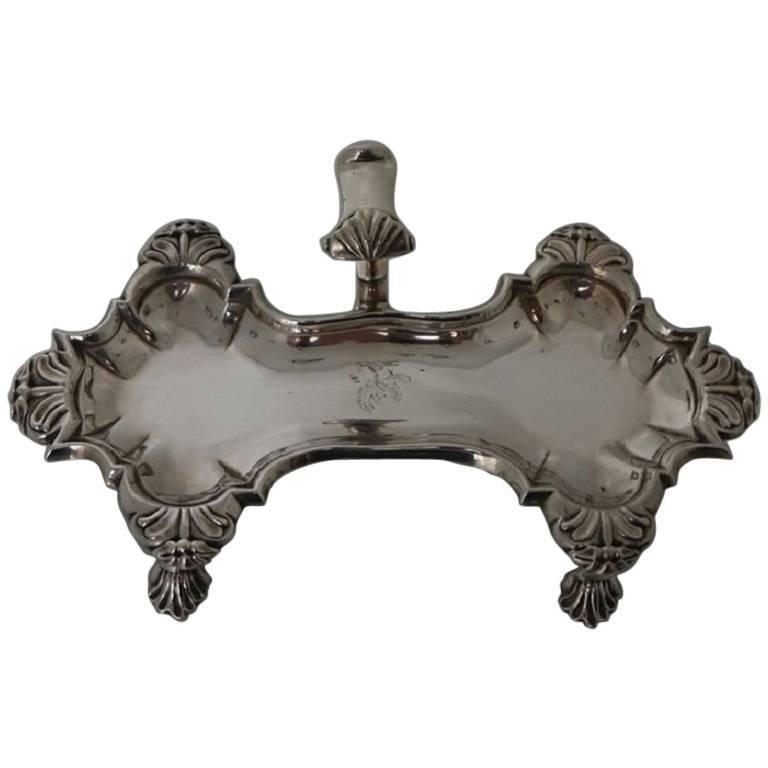 George II Antique Sterling Silver Snuffer Tray London, 1751, John Priest For Sale