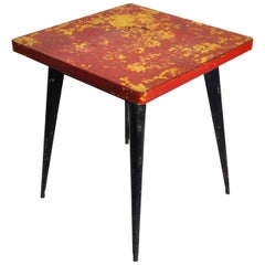 Red Metal Outdoor Cafe Table by Tolix