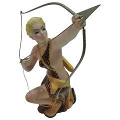 Huntress Goddess Favaro and Cecchetto Ceramic, Made in Italy, 20th Century