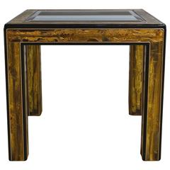 Mastercraft Acid Etched Brass and Ebonized Side Table