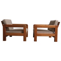 Pair of Modernist Oak Lounge Chairs