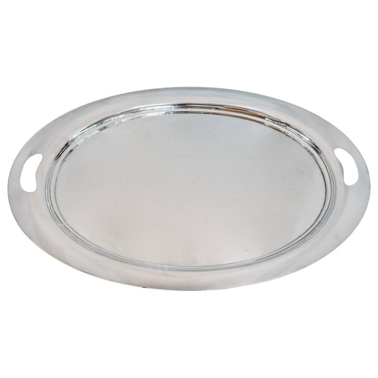 Large Oval Sterling Silver Tray at 1stDibs