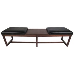 Mid-Century Walnut Two-Seat Platform Bench