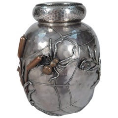 Fabulous Japonesque Sterling Silver and Mixed Metal Tea Caddy by Gorham