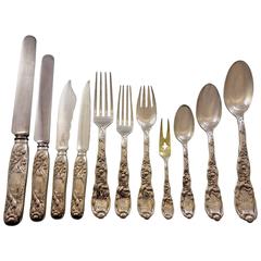 Antique Chrysanthemum by Tiffany and Co Sterling Silver Flatware Set Service 241 pieces