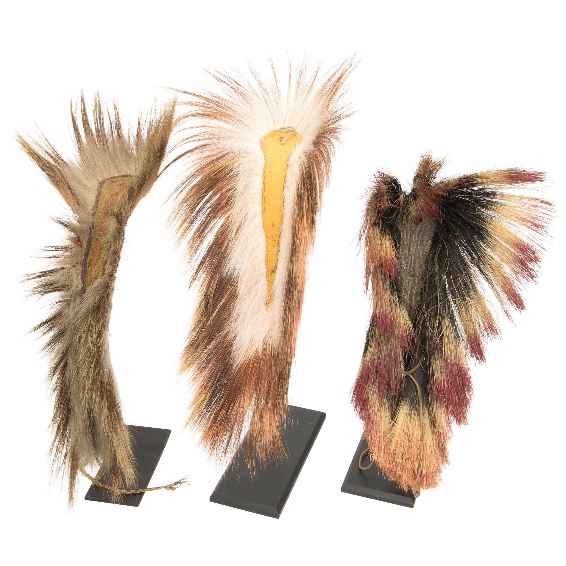 Collection of Three Native American 'Plains Indian' Roach Headdresses