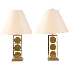 Pair of Glass and Brass Lamps by Roberto Rida, Italy, 2016