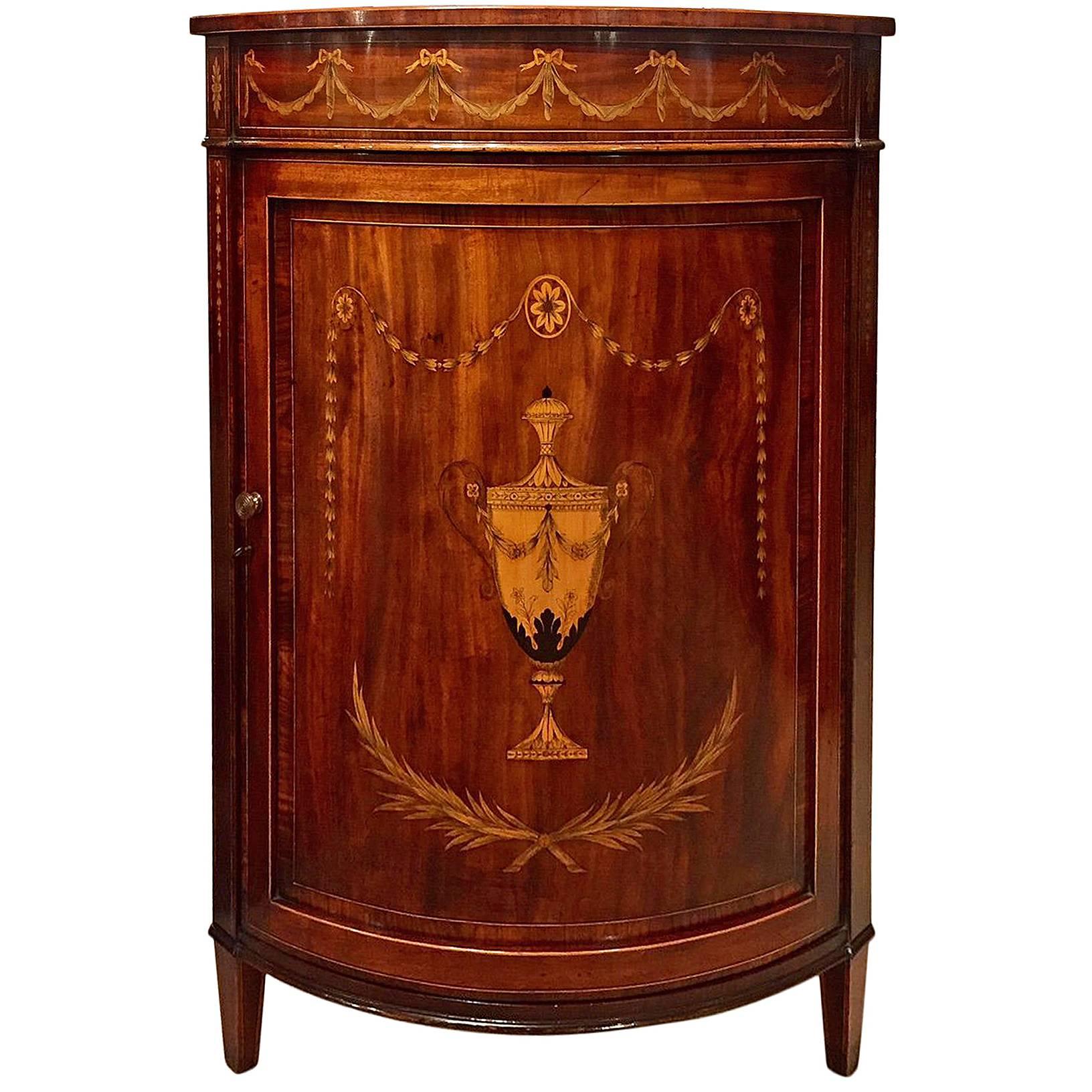 Mahogany Inlaid Edwardian Period Sheraton Revival Corner Cabinet