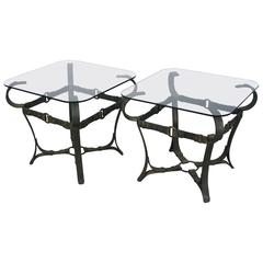 Jacques Adnet Style Iron Side Tables 1