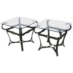 Jacques Adnet Style Iron Side Tables