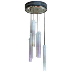 1950s Murano Flush Mount Fixture with Glass Tubes 9