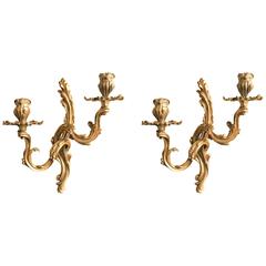 Pair of French Antique Electrified Wall Sconces, 19th Century