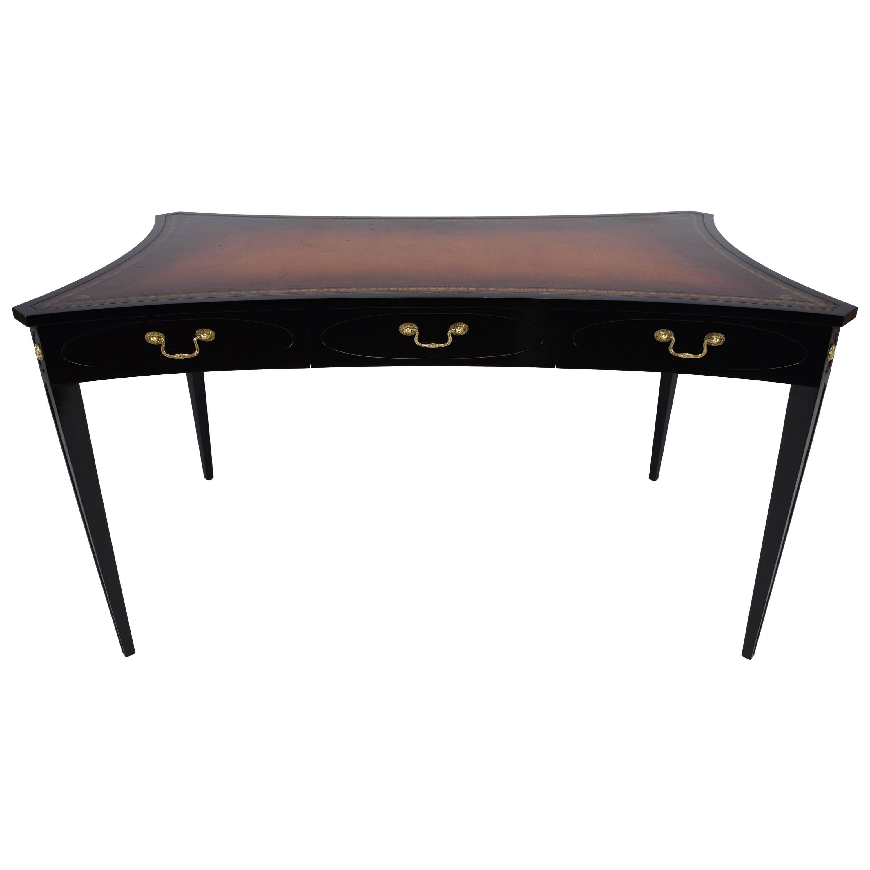 Regency-Style Desk with Embossed Leather