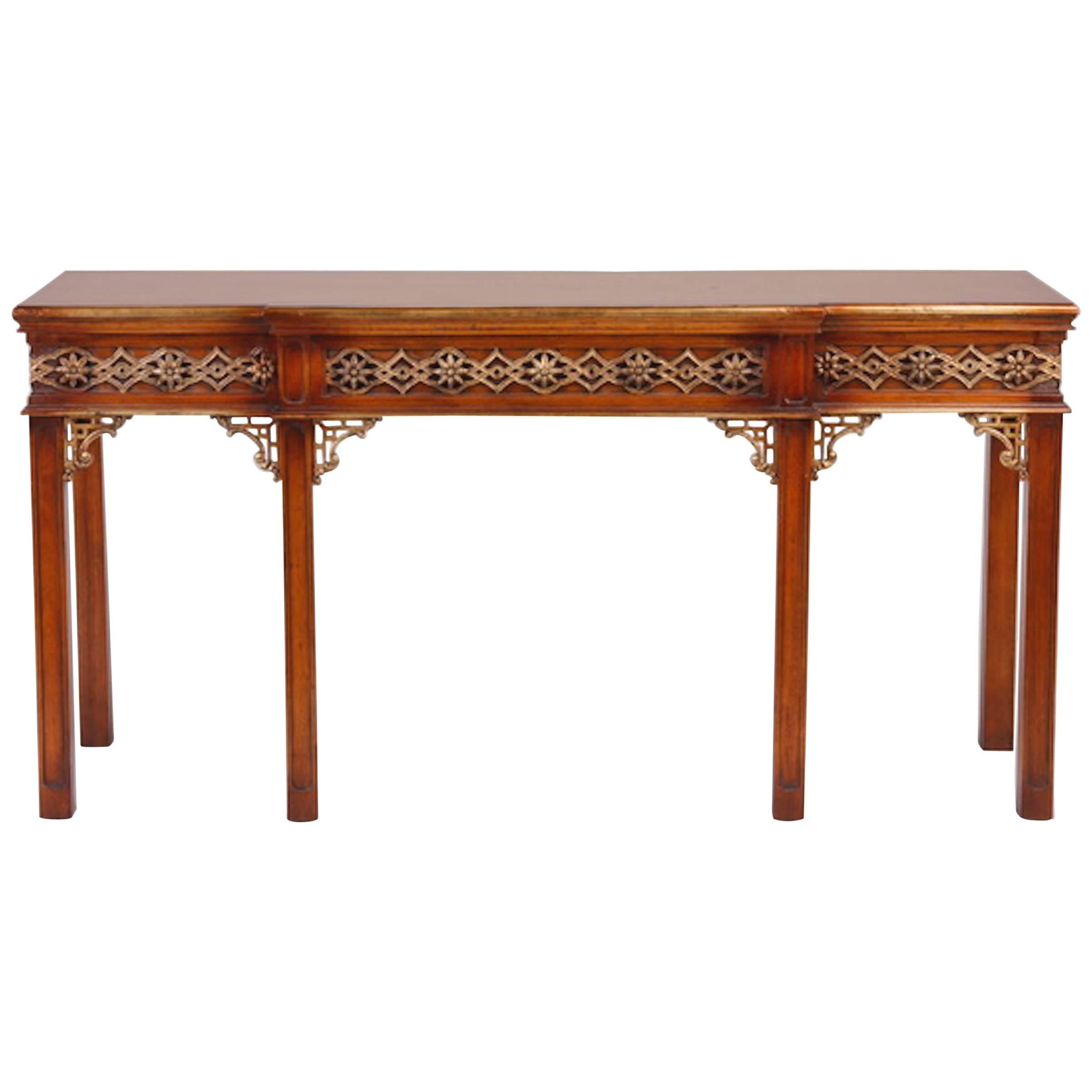 Carved Mahogany Console Table For Sale