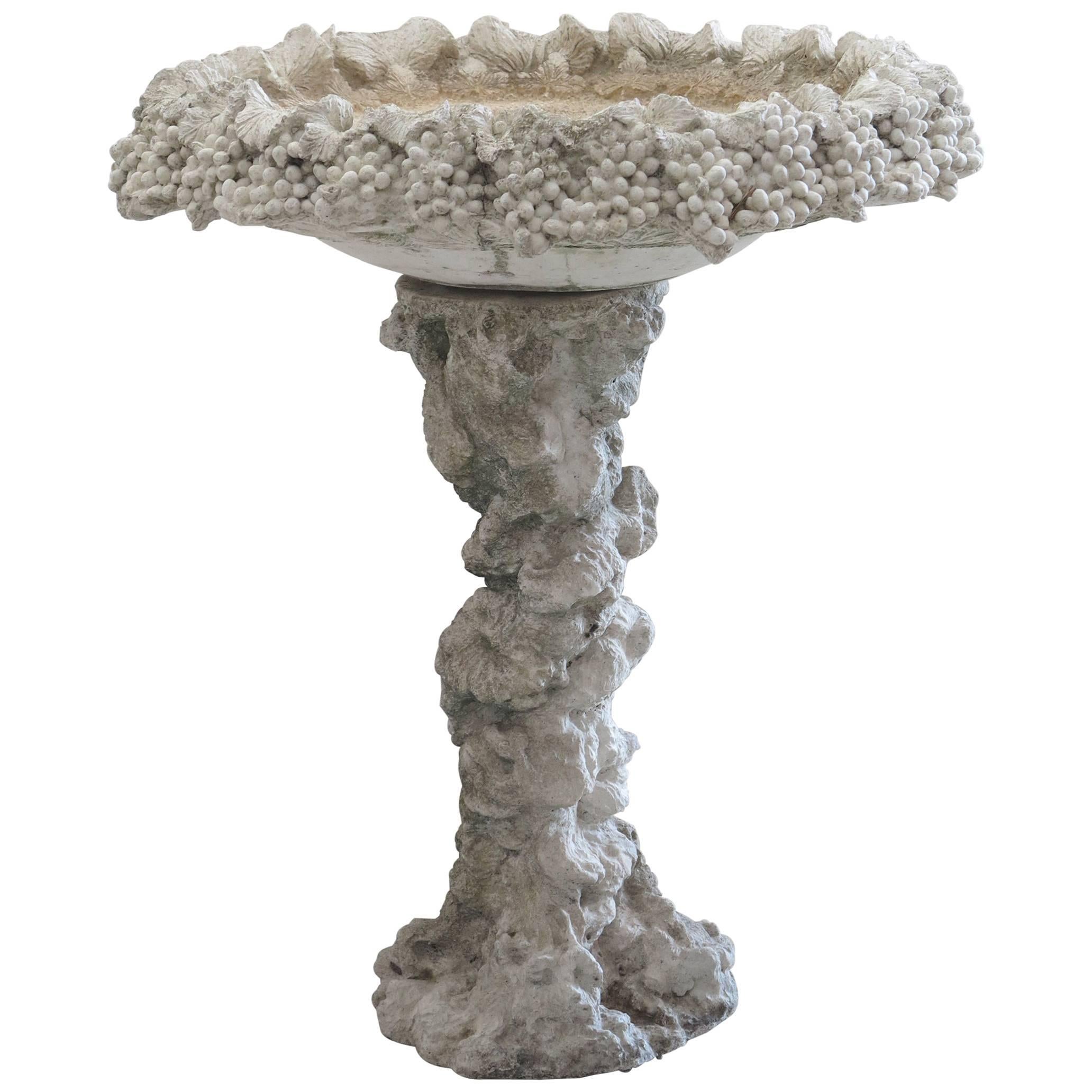 Ornate Vintage Cast Cement Bird Bath Grape Leaves For Sale at 1stDibs vintage cement bird bath