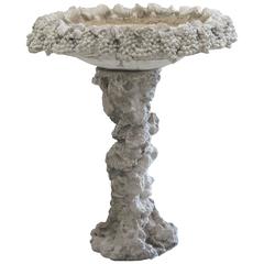 Ornate Vintage Cast Cement Bird Bath Grape Leaves 1