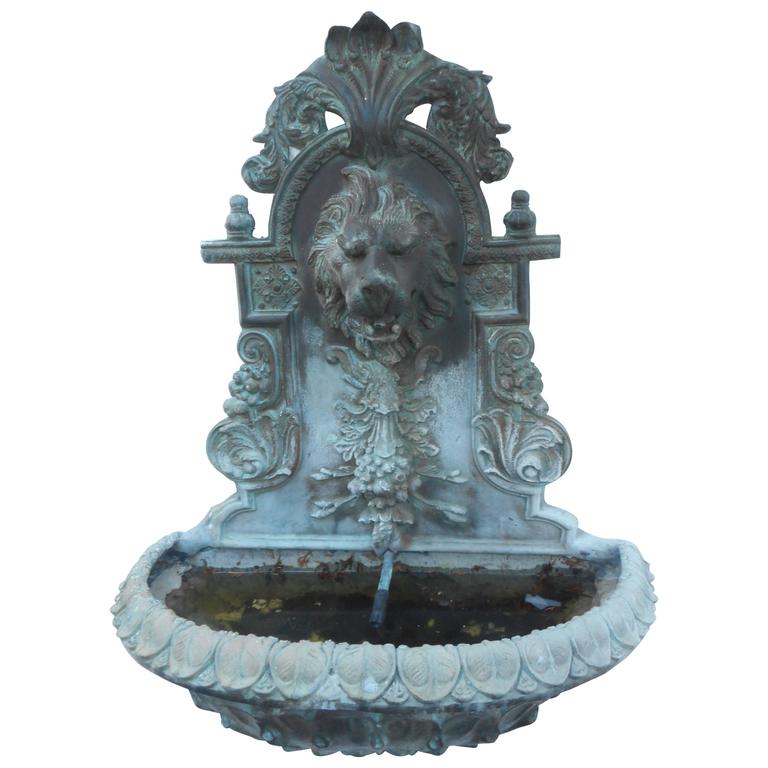 Bronze Lion Wall Fountain For Sale at 1stdibs