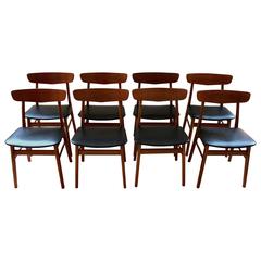 Set of Eight 1960s Danish Modern Teak and Birch Dining Chairs by Farup Mobler
