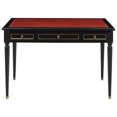 Louis XVI Style Vintage French Desk with Crimson Writing Surface