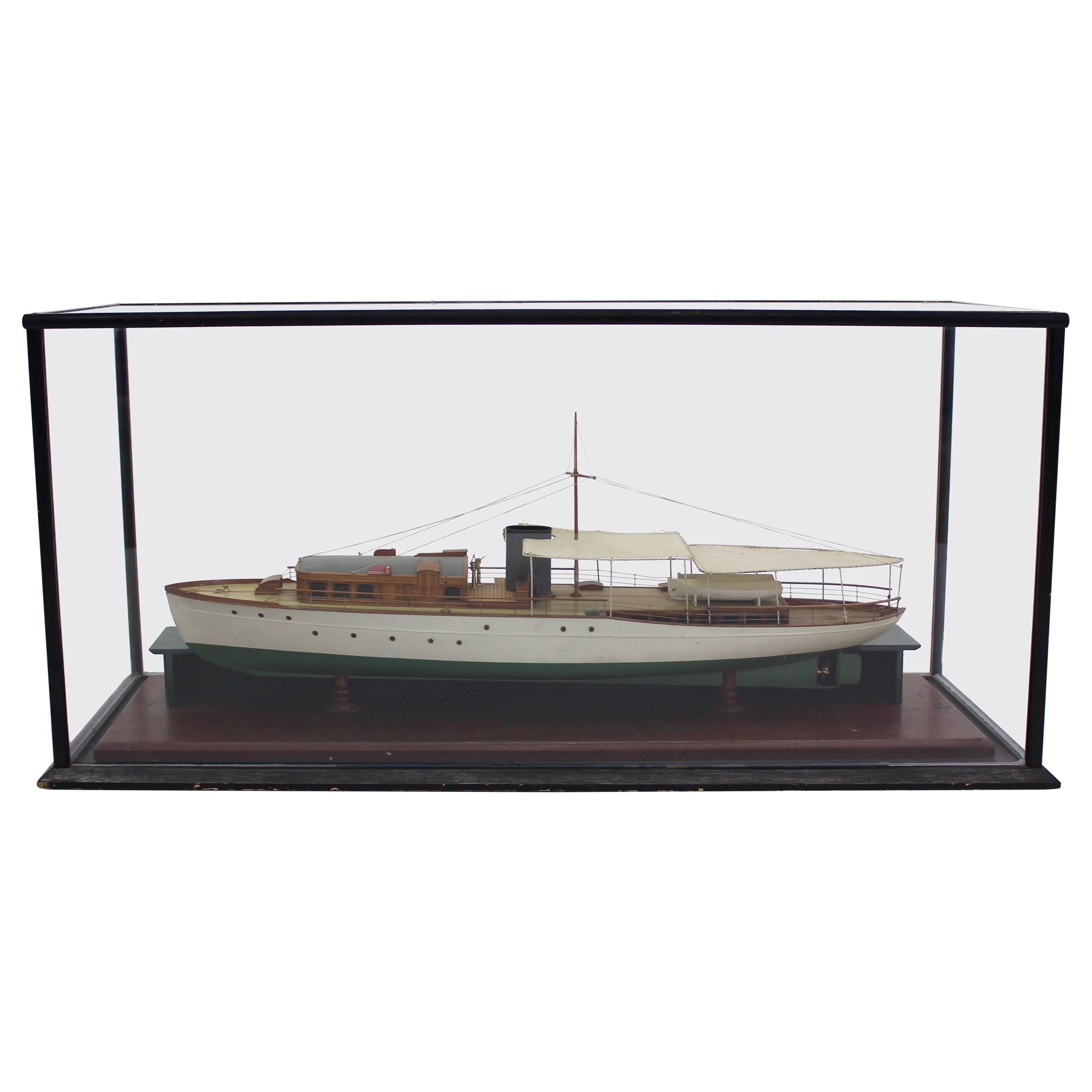 1930s Model Ship in Glass Display Case at 1stDibs