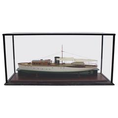 1930s Model Ship in Glass Display Case