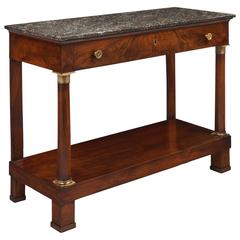 Antique French Empire Style Console Table with Sainte Anne Marble Top