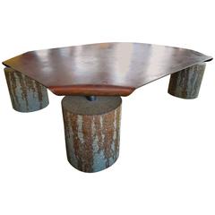 Custom Palm Springs Modern Iron and Concrete Coffee Table by Jeffrey Jurasky